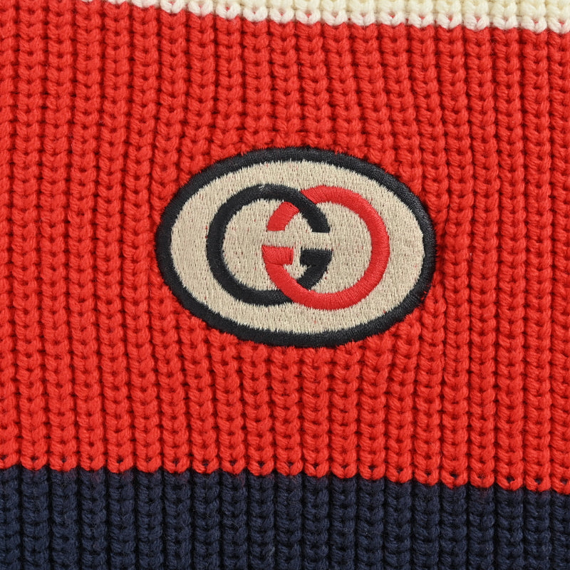 Gucci Ivory Ribbed Knit Full-Zip Track Jacket with Colorblock Stripe