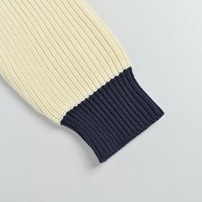 Gucci Ivory Ribbed Knit Full-Zip Track Jacket with Colorblock Stripe