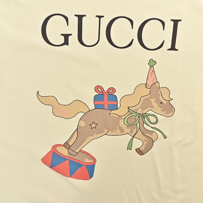 Gucci Butter Yellow Circus Pony Watercolor Graphic Tee