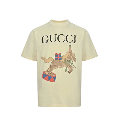 Gucci Butter Yellow Circus Pony Watercolor Graphic Tee