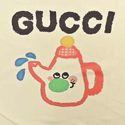 Gucci Butter Yellow Frog Teapot Brushstroke Graphic Tee