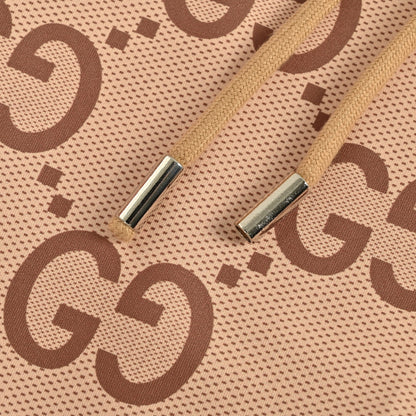 Gucci Camel All-Over Monogram Print Hooded Zip Jacket with Heritage Stripe