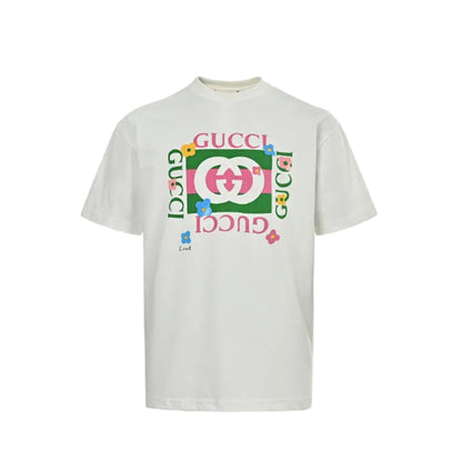 Gucci Off-White Floral Frame Monogram Graphic Tee