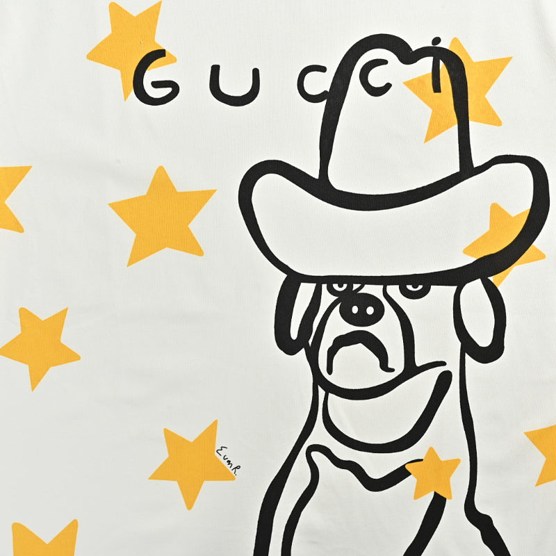Gucci Off-White Cowboy Dog Star Print Graphic Tee