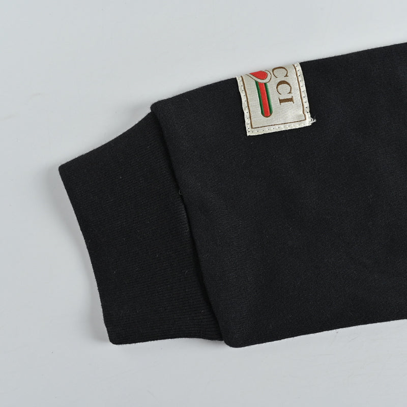 Gucci Black Rainbow Slogan Embroidery Pullover Hoodie