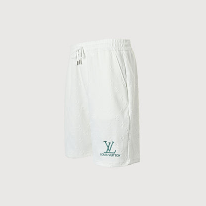 Louis Vuitton Forest Logo Monogram Fleece Shorts — White