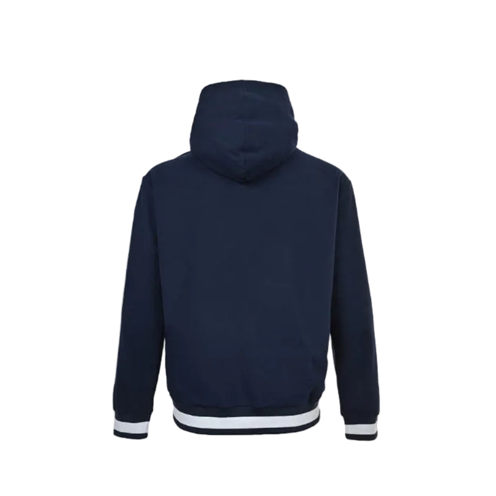 Gucci Navy Full-Zip Stripe Chest Wordmark Embroidered Hoodie
