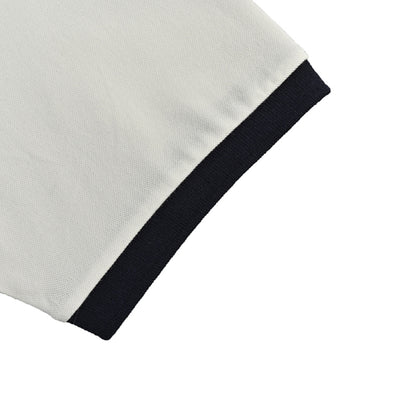 Gucci White Piqué Navy Red Stripe Collar Chest Pocket Polo Shirt