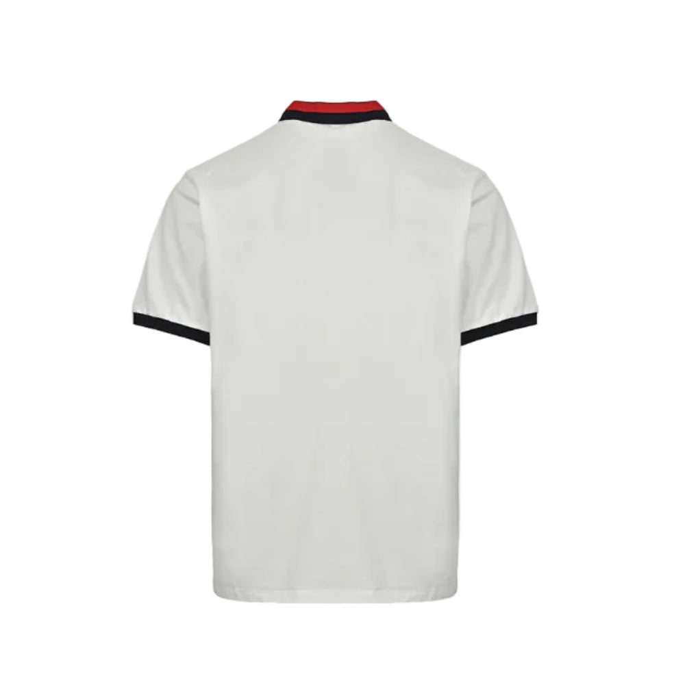 Gucci White Piqué Navy Red Stripe Collar Chest Pocket Polo Shirt