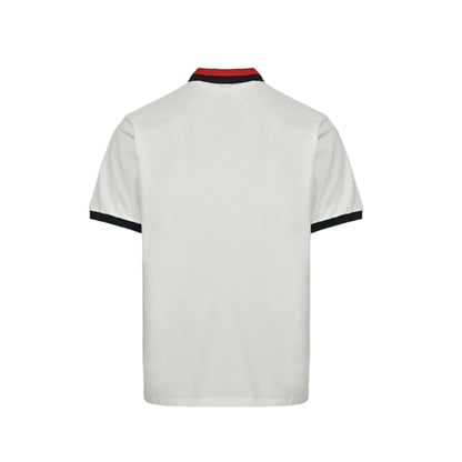 Gucci White Piqué Navy Red Stripe Collar Chest Pocket Polo Shirt