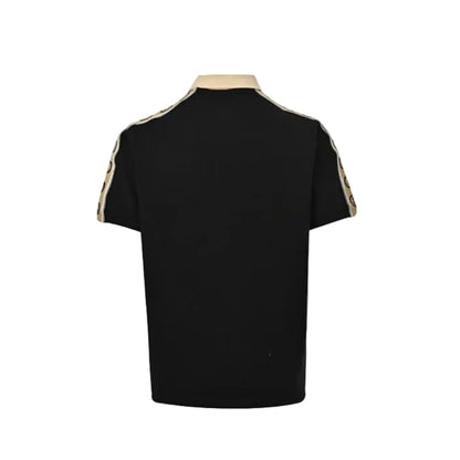 Gucci Black Piqué Contrast Collar GG Monogram Jacquard Shoulder Tape Polo Shirt