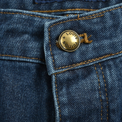 Louis Vuitton Monogram Cuff Wide-Leg Jeans — Dark Wash