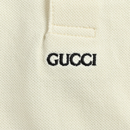 Gucci Ivory Purple-Stripe Collar Piqué Polo Shirt