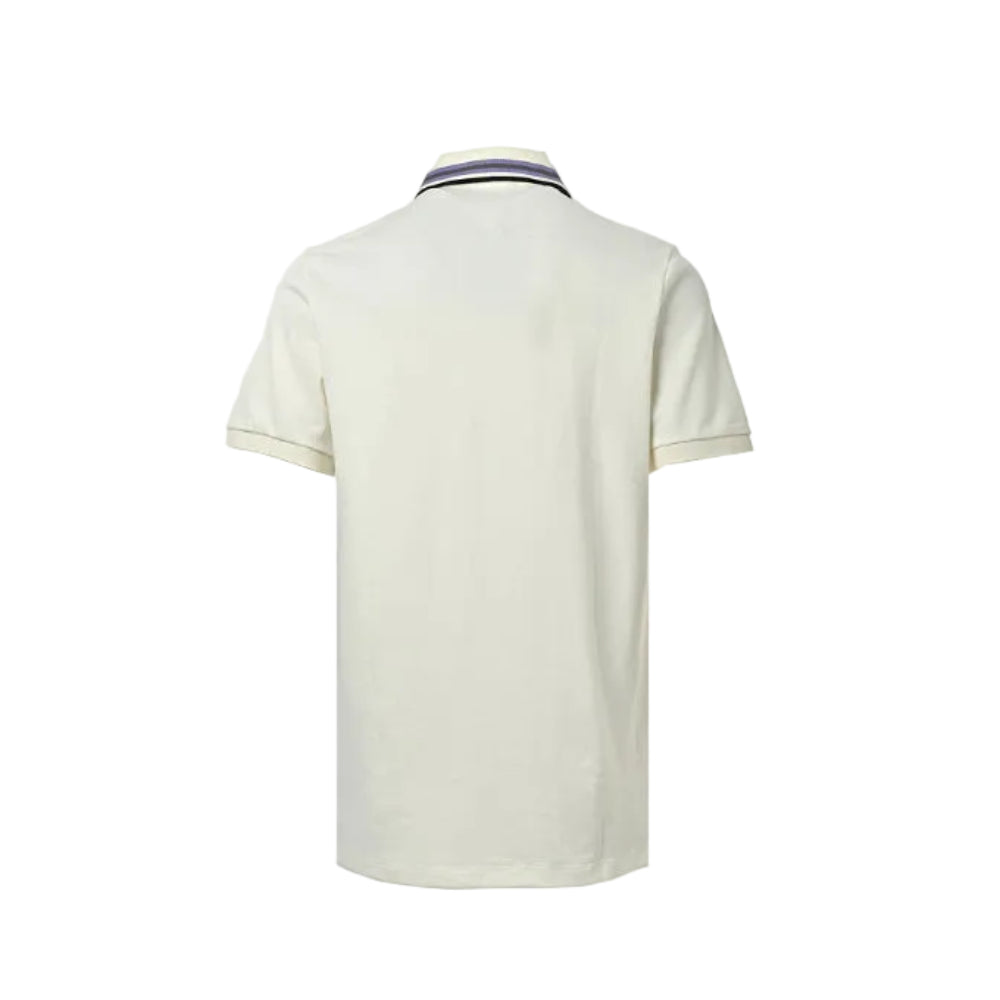 Gucci Ivory Purple-Stripe Collar Piqué Polo Shirt