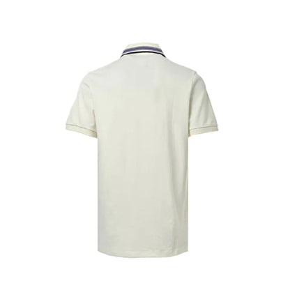 Gucci Ivory Purple-Stripe Collar Piqué Polo Shirt