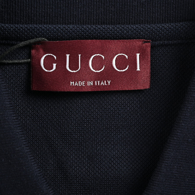 Gucci Navy Stripe-Collar Piqué Polo Shirt