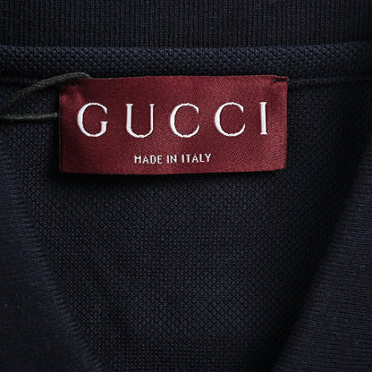 Gucci Navy Stripe-Collar Piqué Polo Shirt