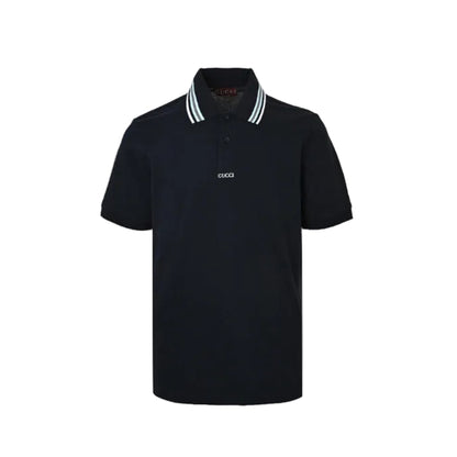 Gucci Navy Stripe-Collar Piqué Polo Shirt