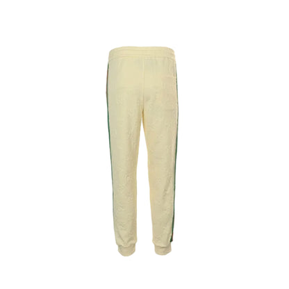 Gucci Cream Tone-on-Tone Jacquard Jogger Pants with Tri-Stripe Detail