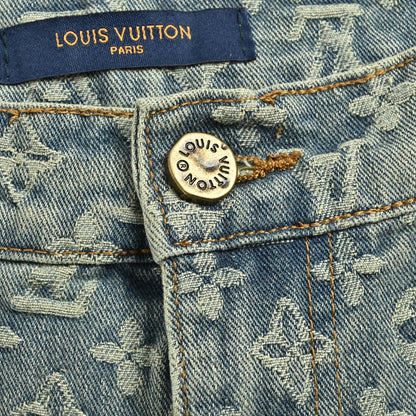 Louis Vuitton Monogram Jacquard Straight Jeans — Light Wash