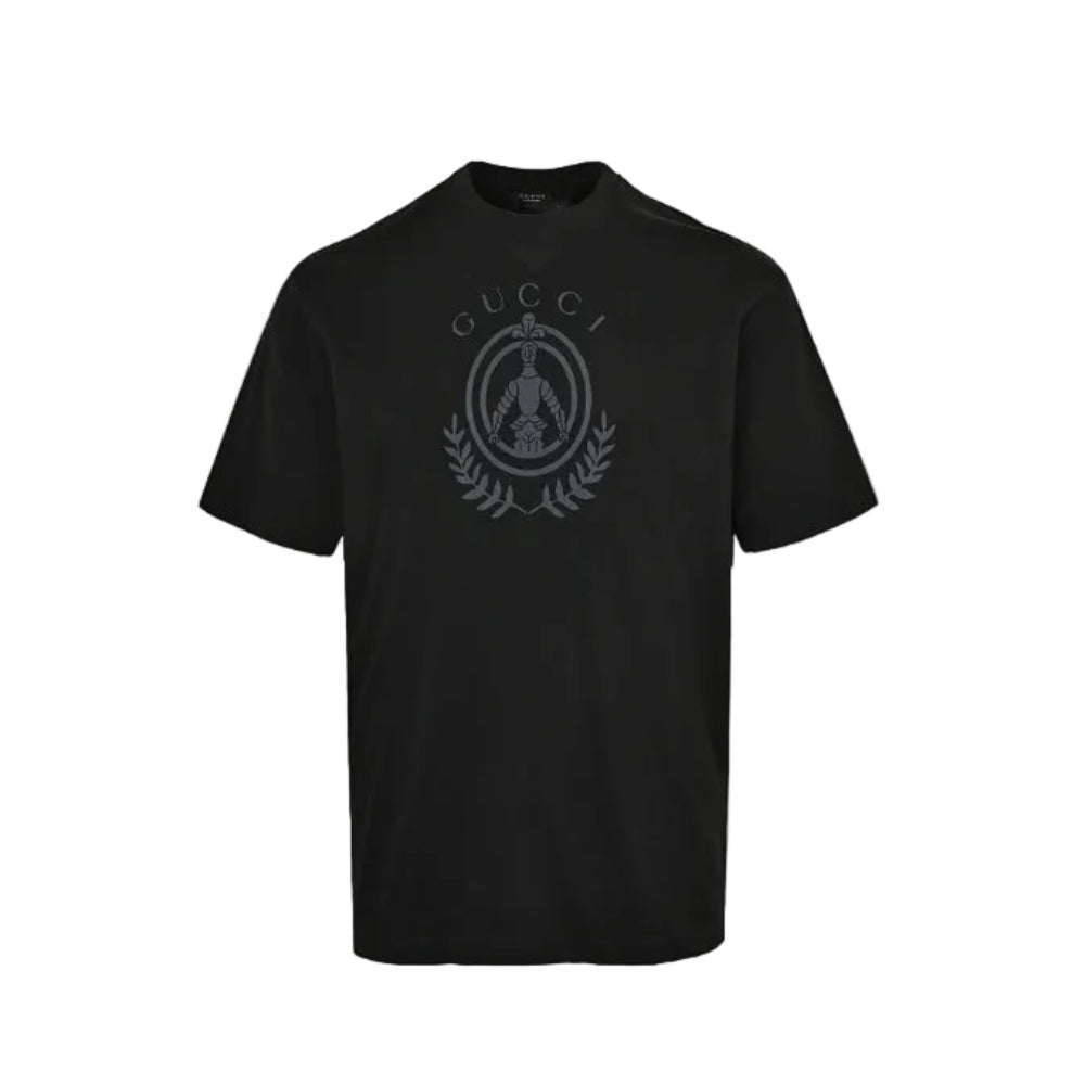 Gucci Black Tonal Knight Crest Graphic Tee
