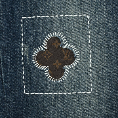 Louis Vuitton Monogram Patch Slim Jeans — Dark Wash