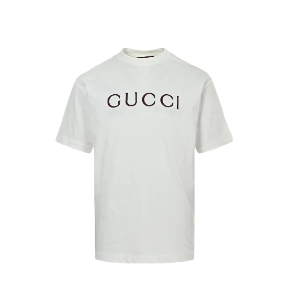 Gucci White Serif Wordmark Tee