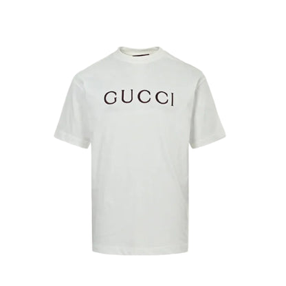 Gucci White Serif Wordmark Tee