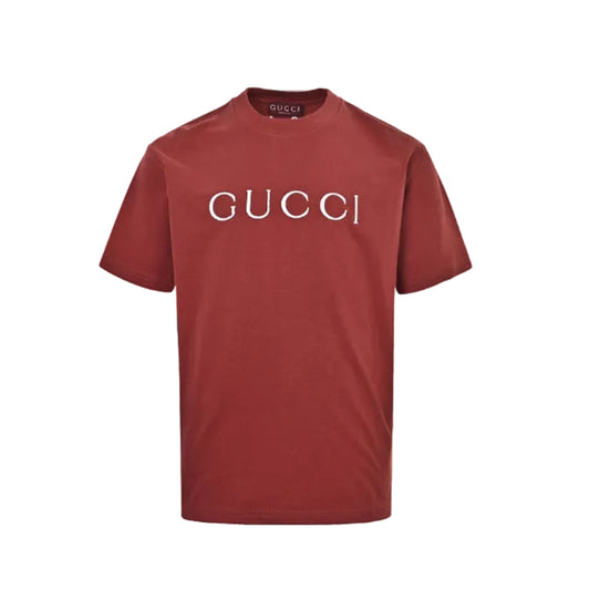 Gucci Brick Red Serif Wordmark Tee