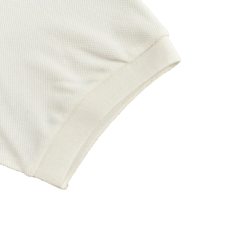 Gucci Off-White Piqué Stripe Chest Band Wordmark Embroidered Polo Shirt
