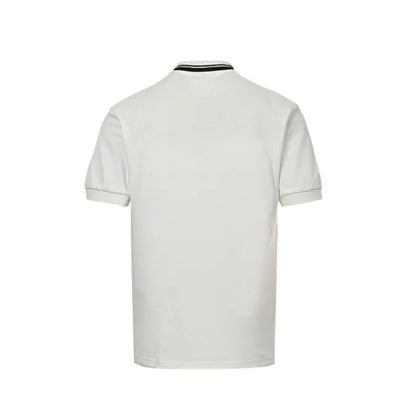 Gucci Off-White Piqué Stripe Chest Band Wordmark Embroidered Polo Shirt