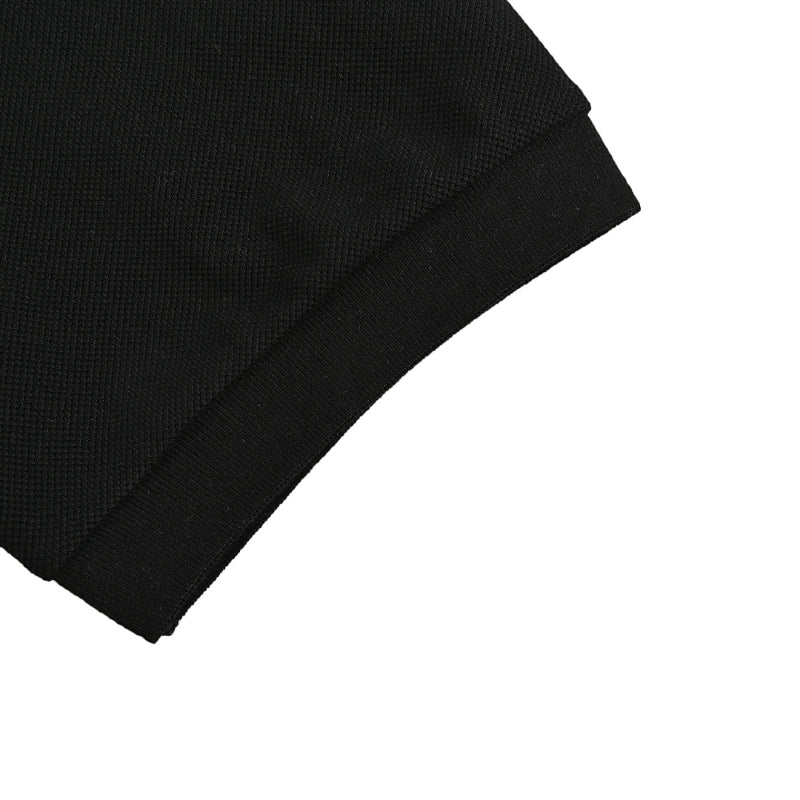 Gucci Black Piqué Stripe Chest Band Wordmark Embroidered Polo Shirt