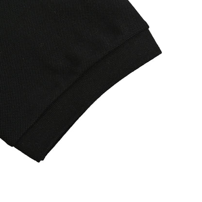 Gucci Black Piqué Stripe Chest Band Wordmark Embroidered Polo Shirt