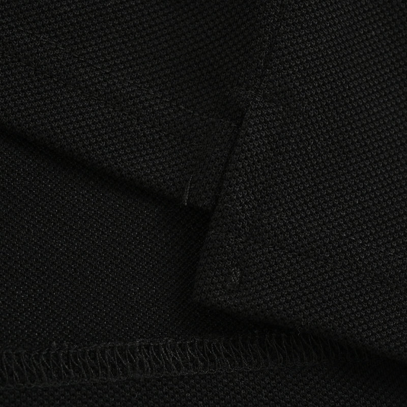 Gucci Black Piqué Stripe Chest Band Wordmark Embroidered Polo Shirt