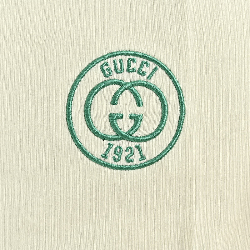 Gucci Cream Embroidered Circle-Crest Tee