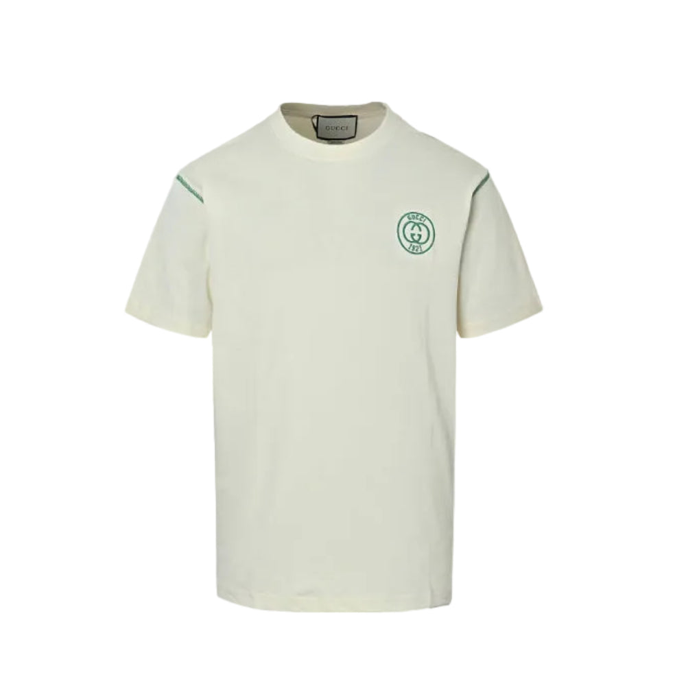 Gucci Cream Embroidered Circle-Crest Tee