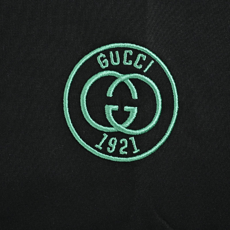 Gucci Black Embroidered Circle-Crest Tee