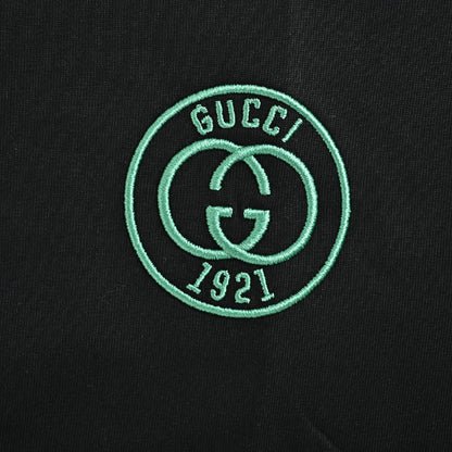 Gucci Black Embroidered Circle-Crest Tee