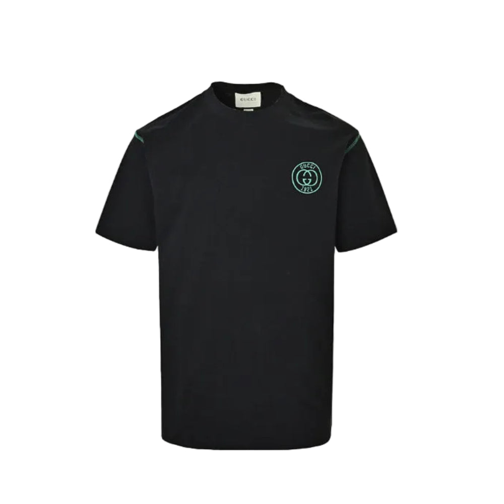 Gucci Black Embroidered Circle-Crest Tee