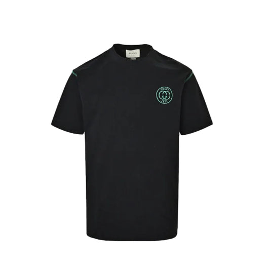 Gucci Black Embroidered Circle-Crest Tee