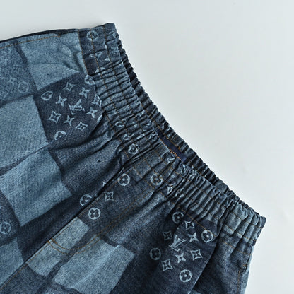 Louis Vuitton Monogram Patchwork Denim Shorts — Indigo