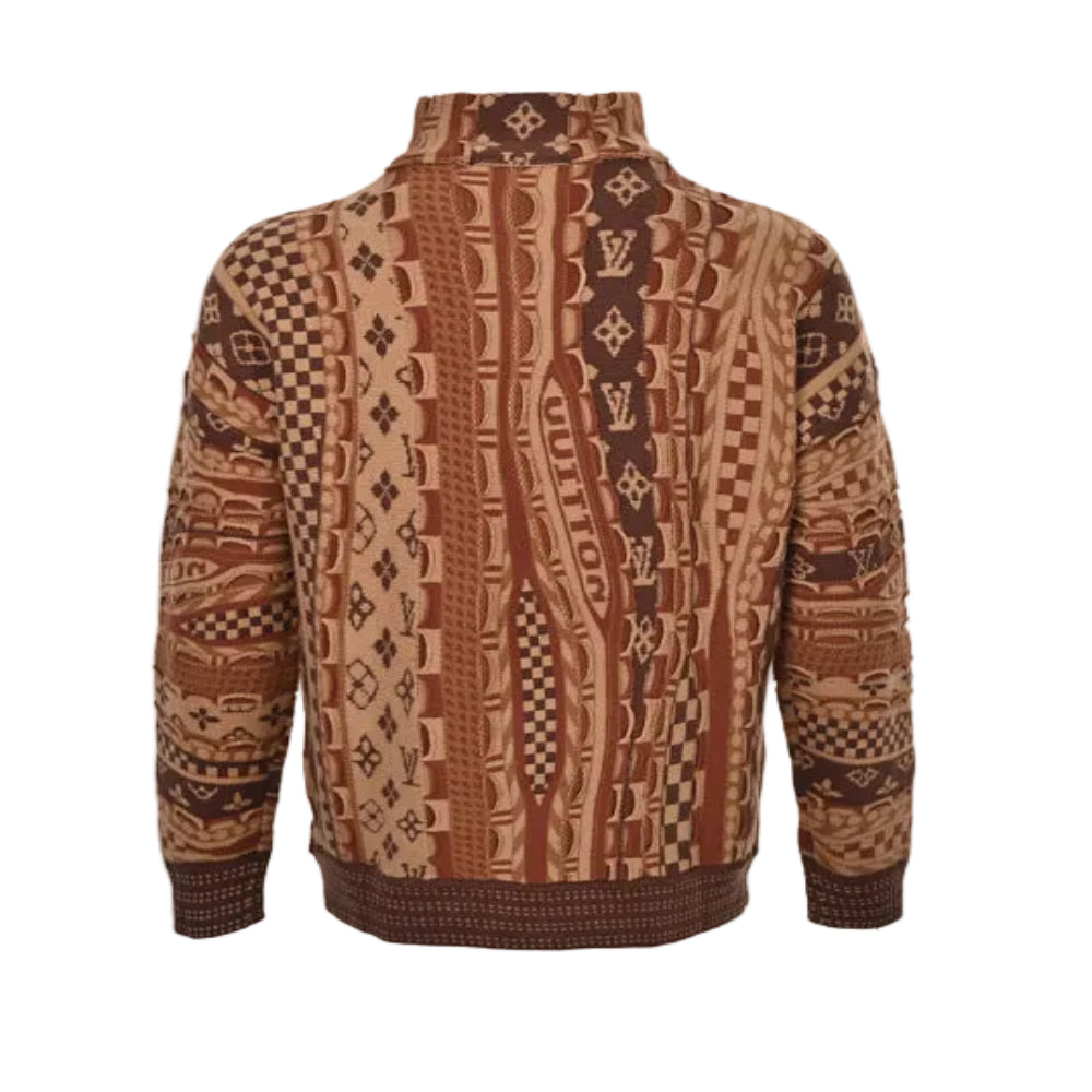 Louis Vuitton Archive Mix Jacquard Quarter-Zip Knit – Caramel Brown
