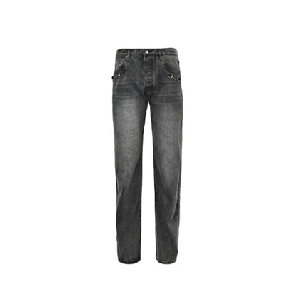 Gucci Smoke Grey Washed Straight Denim Pants with Horsebit Detail
