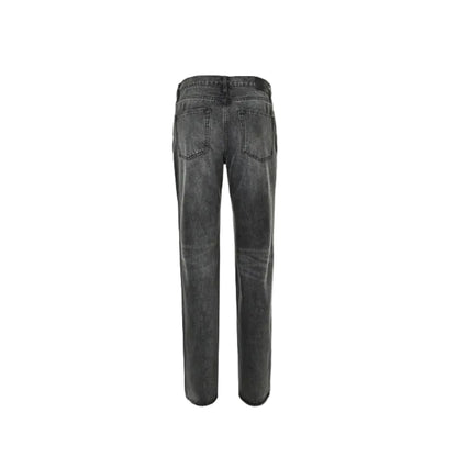 Gucci Smoke Grey Washed Straight Denim Pants with Horsebit Detail