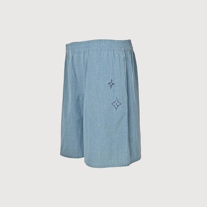 Louis Vuitton Monogram Embroidered Linen Shorts — Sky Blue