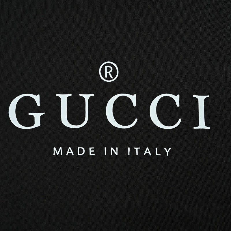 Gucci Black Heavyweight Cotton Serif Logo Print Crewneck Sweatshirt