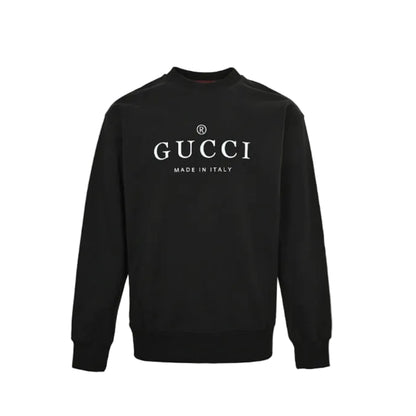 Gucci Black Heavyweight Cotton Serif Logo Print Crewneck Sweatshirt