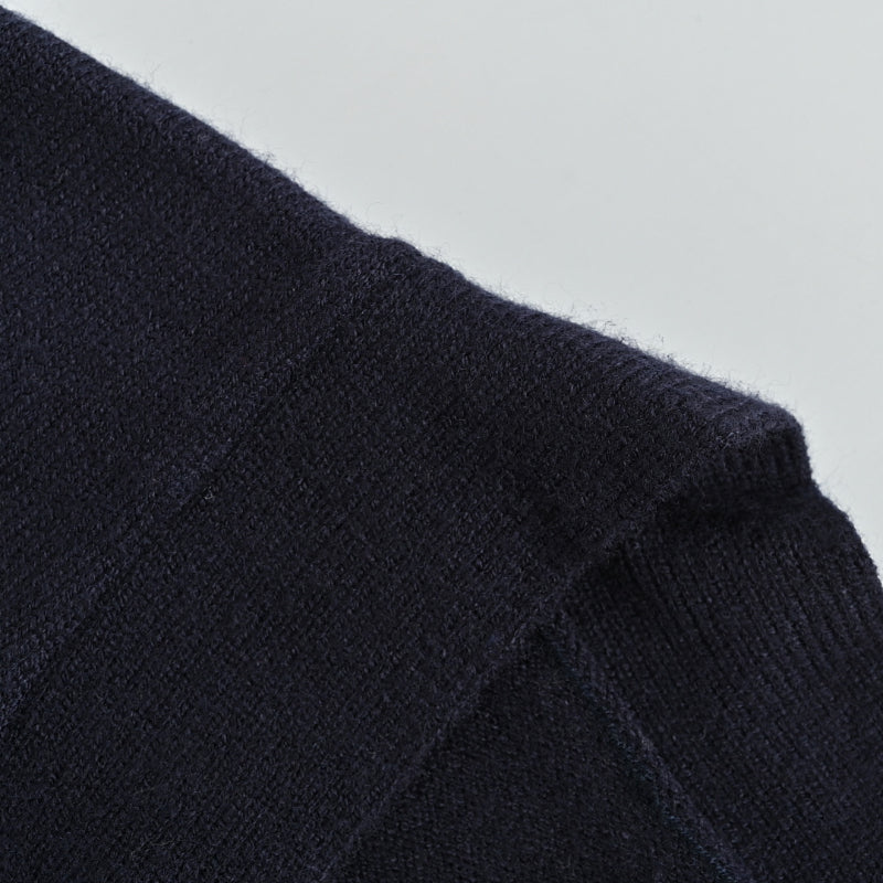 Gucci Navy Fine Knit V-Neck Cardigan with Multicolor Monogram Embroidery