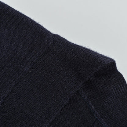Gucci Navy Fine Knit V-Neck Cardigan with Multicolor Monogram Embroidery
