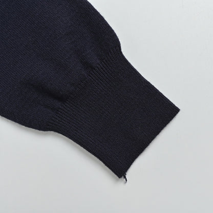 Gucci Navy Fine Knit V-Neck Cardigan with Multicolor Monogram Embroidery